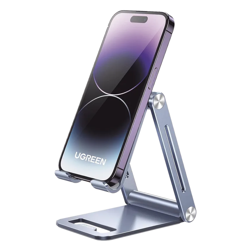 Soporte para Teléfono Celular de Aluminio / Angulo Ajustable / Amplia Compatibilidad con dispositivos de 4.7'' a 7.9'' / Antideslizante / Antiarañazos / Plegable / Color Azul UGREEN 90461