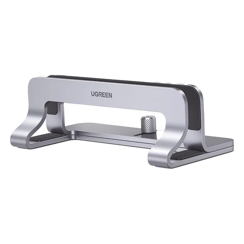 Soporte Vertical para Laptop / Adecuado para escritorio / Anchura Ajustable (12-26mm) / Amplia compatibilidad / Anti-Arañazos / Anti-Deslizante /Ajustable Mediante Tornillos / Color Plata / Aluminio + Silicona UGREEN 20471