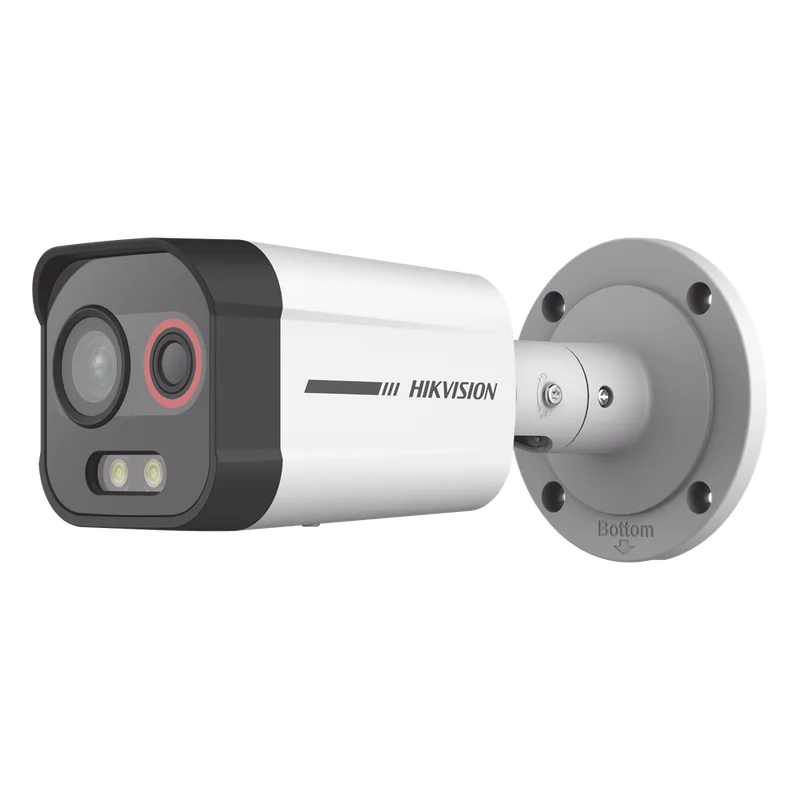 Cámara Bala IP Térmica y Óptica Biespectral / Análisis de Video (VCA) para Protección Perimetral / Clasifica Vehículo/Humano / Térmica 96 x 72 / Óptica 4 MP ColorVu / IP67 / Audio y Alarma Visual HIKVISION DS-2TD2608-1/QA