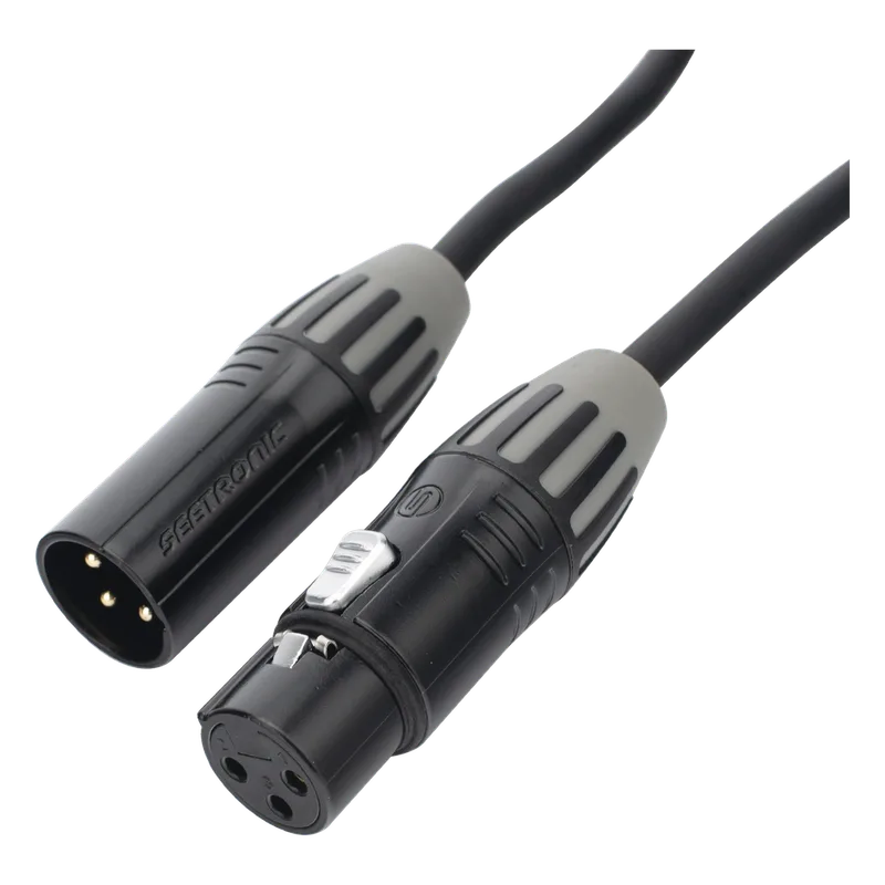 Cable XLR | 3 polos | Conector Hembra-Macho | Serie M | Carcasa Negra | Contactos Dorados | Ideal para Microfonía | Longitud 5m COSMICONN CMC-MF3-MM3-L-5M