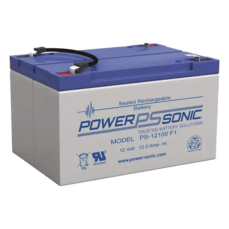 Batería 12V, 12AH, Para Respaldo, Tecnologías AGM/VRLA, 5 Años Vida Útil, Terminales F2, Reconocida UL POWER SONIC PS-12100-F2