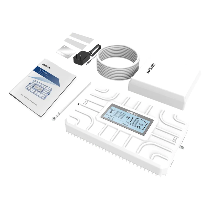 Kit Amplificador de Señal Celular 2G, 3G, 4G y 5G / Mejora llamadas convencionales y VoLTE / Amplifica señal de TELCEL, AT&T, MOVISTAR, BAIT,DiRi y más / Cubre hasta 150 m². EPCOM EP-5G-PBT