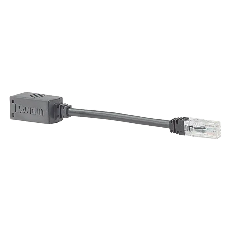 Adaptador Para Desconexión Accidental Segura, Jack a Plug Categoría 6A, UTP, CM, 20.3 cm (7.99 pulgadas) de Longitud, Color Negro PANDUIT BKA6ASD8INBL