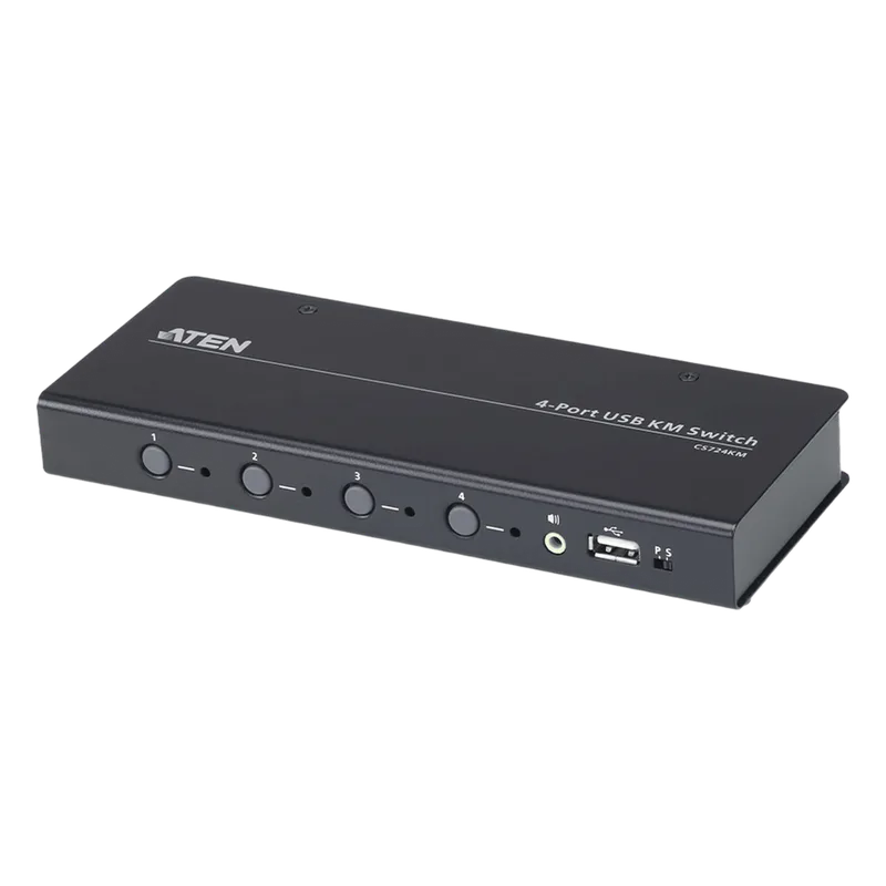 Switch KM USB| 4 Puertos | Boundless Switching | RS232 | Controla 4 Computadoras con 1 Teclado/Mouse ATEN CS724KM