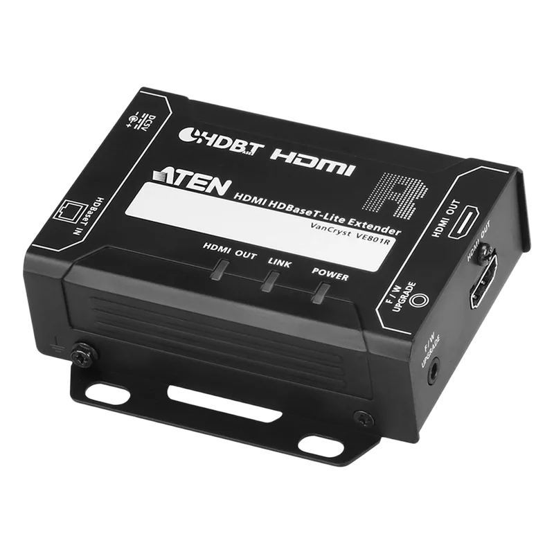 Receptor HDMI HDBaseT-Lite | Hasta 4K a 40 m (Cat 5e/6) / 40 m (Cat 6a/ATEN 2L-2910 Cat6); 1080 p a 60 m (Cat 5e/6) / 70 m (Cat 6a/ATEN 2L-2910 Cat6) | HDBaseT Clase B VE801R