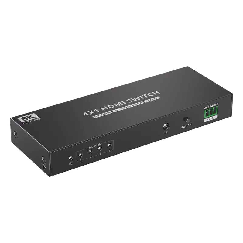 Switch Conmutador HDMI 4X1 | 4 Entradas 1 Salida | Velocidad de trasmisión 48 Gbps | Resolución 8K | Salida de audio | HDCP 2.3 EPCOM TITANIUM TT401-8K