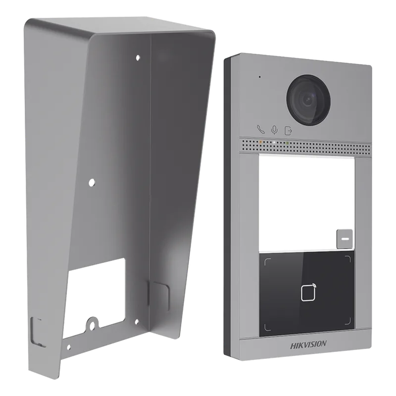 Kit Videoportero + Carcasa protectora IP 2 Megapixel / Llamada y Apertura Remota desde App Hik-Connect / PoE / Exterior IP65 + Antivandalico IK08 / 1 Departamento / Apertura con Tarjeta / Soporta 2 Puertas y hasta 6 Monitores HIKVISION DS-KV8113-WME1(C)/IK