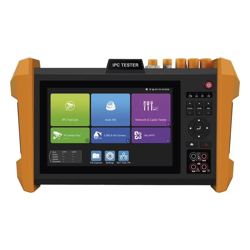 Tester Profesional Multifunción | Pantalla Táctil 7" | Láser Integrado | Cámara Integrada | Prueba IP/HD Coaxial | 4K/8K | H.265/H.265 | ONVIF | WiFi | Analizador de Cable | Medidor de Potencia Óptica y Red | TDR | EPCOM TP TURBO8K PLUS