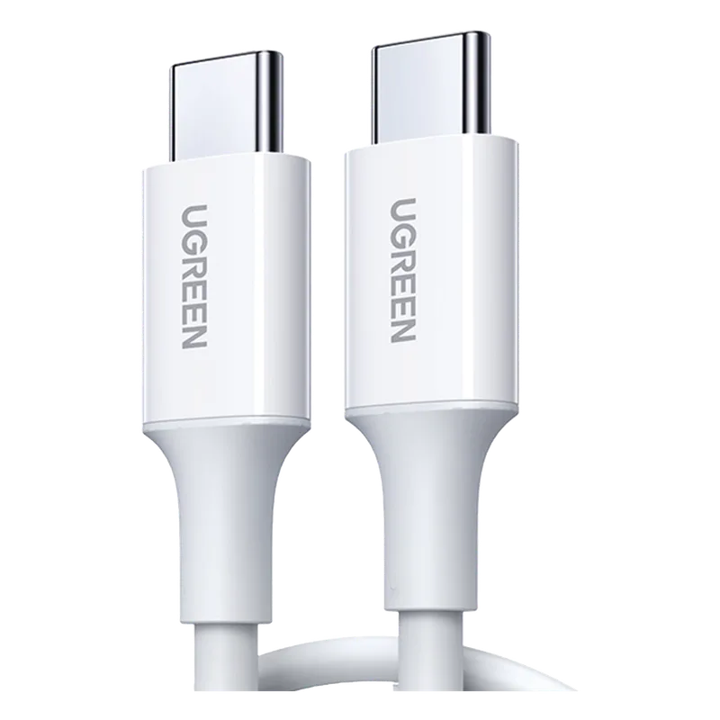Cable USB-C a USB-C | 1 Metro | Carga Rápida de hasta 60W | Transferencia de datos de 480 Mbps | PD3.0 | QC 4.0/3.0/2.0 | FPC | AFC | Duradero y Flexible| Caja ABS | Cubierta de TPE | Color Blanco. UGREEN 60518