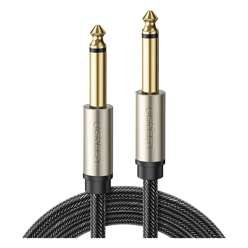 Cable de Audio Mono 6.35mm (1/4") Macho a 6.35mm (1/4") Macho / 10 Metros / Núcleo de Cobre / Blindaje Interno / Nylon Trenzado / Color Negro UGREEN 40815