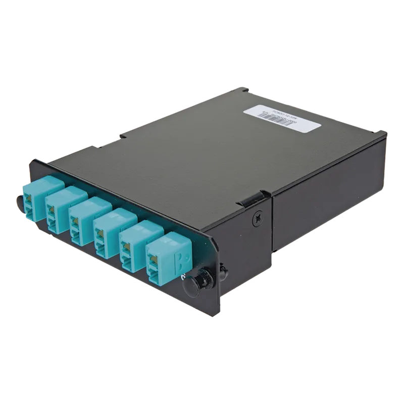 Placa Acopladora de Fibra Óptica FAP, Con 12 Pigtails y 6 Conectores LC Duplex (12 Fibras), Para Fibra Multimodo OM3/OM4, Color Aqua PANDUIT FCSZO-12-10P