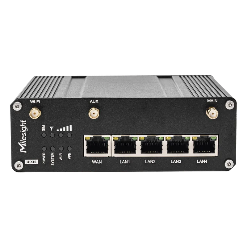 Router Celular Industrial 4G LTE / WiFi y Puertos Ethernet / VPN para IoT y M2M / Gestión Remota / Telemetría para BMS MILESIGHT UR35-L04AF-W