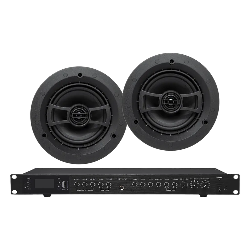 Amplificador de Audio con 2 Bocinas SP6 | 2 x 60W | Baja Impedancia 4 - 8&Omega; | Reproductor Bluetooth, USB, SD | Efectos Integrados Delay, Echo, Repeat EPCOM PROAUDIO EP2060W/2CS
