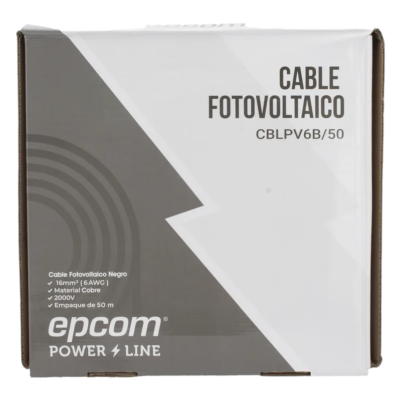 Cable Fotovoltaico Negro / 16 mm² ( 6 AWG) / Material COBRE / 2000V / Rollo de 50 m EPCOM POWERLINE CBLPV6B/50