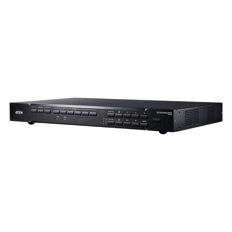 SWITCH MATRICIAL 7X3 | CON ESCALADOR DE VIDEO | STREAMING | MEZCLADOR DE AUDIO | HDBaseT | Receptor de IR ATEN VP2730