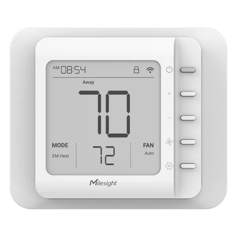 Termostato Inteligente LoRaWAN para HVAC / 4 Etapas Calefacción + 2 Refrigeración / Compatible con Bombas de Calor y Calderas / Control Inalámbrico de Largo Alcance / Automatización de Edificios (BMS) MILESIGHT WT201-915M