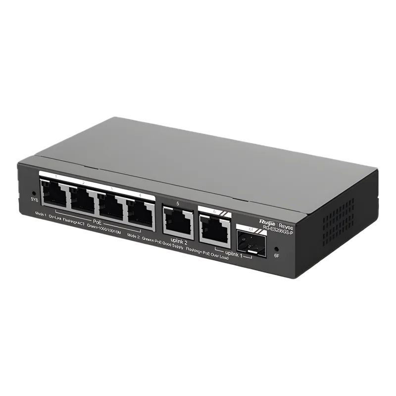 Switch Administrable Cloud 4 puertos Gigabit PoE+, 1 LAN Gigabit y 1 SFP, 54W RUIJIE RG-ES206GS-P