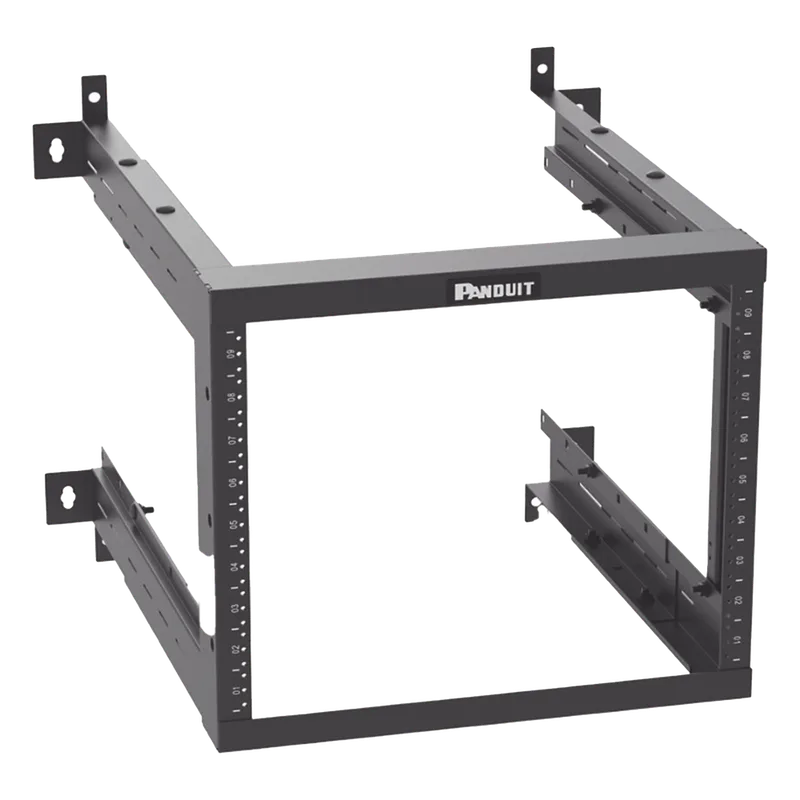 Rack PanZone® de Montaje en Pared, de 19in, Profundidad Ajustable, Rieles Numerados y Roscados #12-24, 9 UR, Color Negro PANDUIT AWMR9