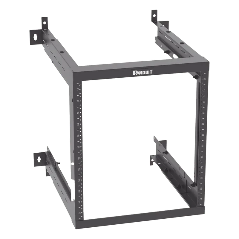 Rack PanZone® de Montaje en Pared, de 19in, Profundidad Ajustable, Rieles Numerados y Roscados #12-24, 12 UR, Color Negro PANDUIT AWMR12