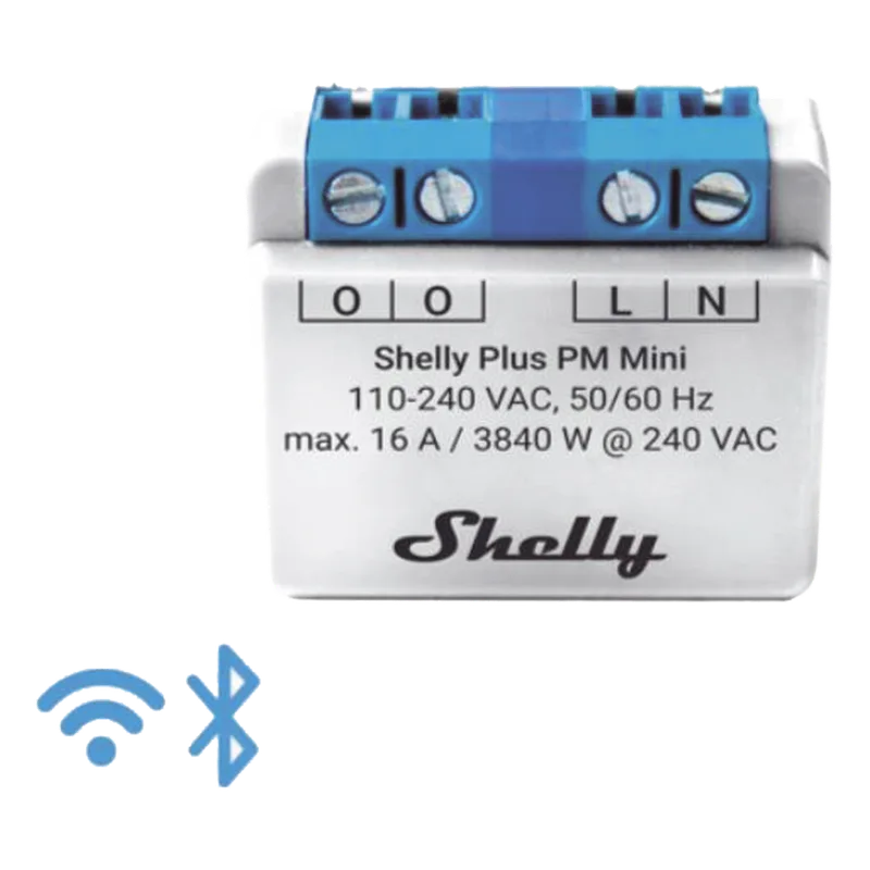 El medidor de potencia más pequeño, inteligente con Wi-Fi, medición de consumo, 1 canal 16A, SHELLY SHELLYPLUSPMMINI