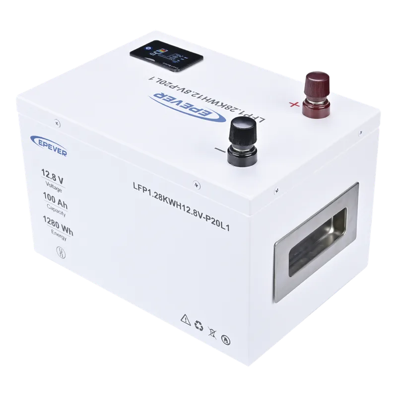 Batería de Litio LiFePO4 12.8Vcc, 100Ah, 1.28KwH, Pantalla LCD para Monitoreo Local, Carcasa Metálica EPEVER LFP100EP128