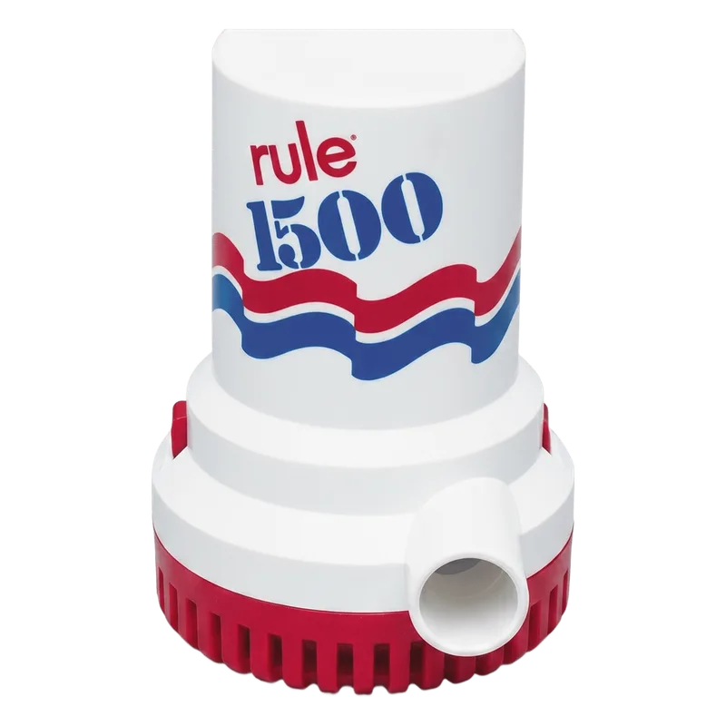 Bomba de Achique Sumergible Rule 02 / 1,500 GPH / 12V CD / Motor de Alta Eficiencia / Ejes de Acero Inoxidable / Protección Térmica TCO / Certificación CE e ISO 8849