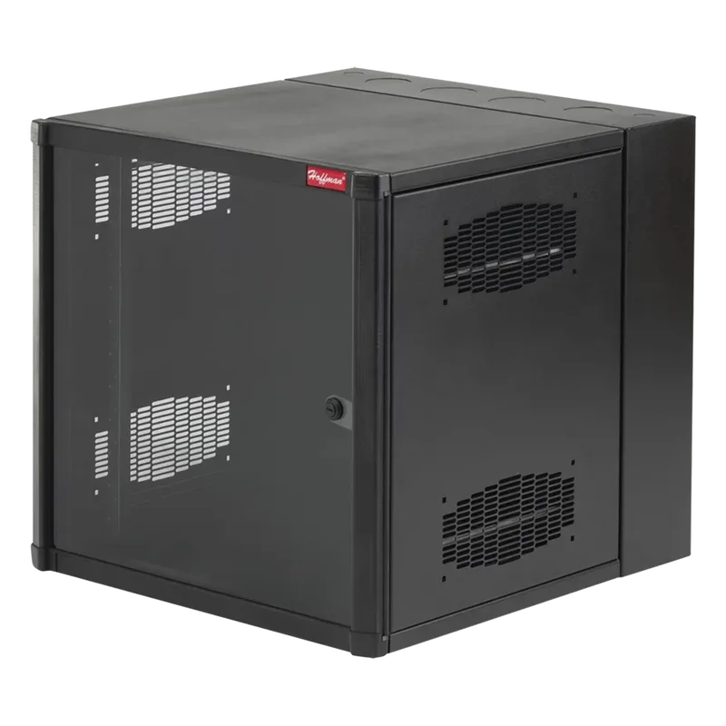 Gabinete AccessPlus 26 UR de Montaje en Pared de 19in, Rieles Numerados y Roscados #10-32, Puerta con Ventana de Seguridad, 600 mm de Ancho, 637 mm de Profundidad, Color Negro HOFFMAN EWMW482425