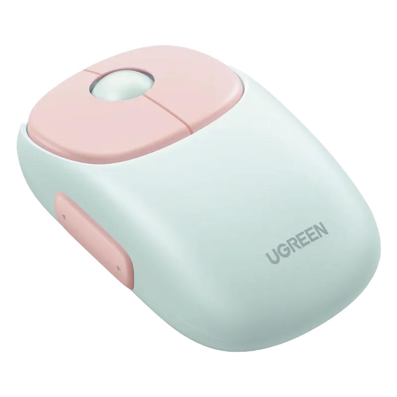 Mouse Inalámbrico FUN | Recargable| 2.4G & Bluetooth | 4 Niveles de DPI | Silencioso | Ergonómico | 5 Botones | Compatible con Windows, macOS 10.5, Android iOS Linux y Chrome OS | Color Rosa. UGREEN MU102