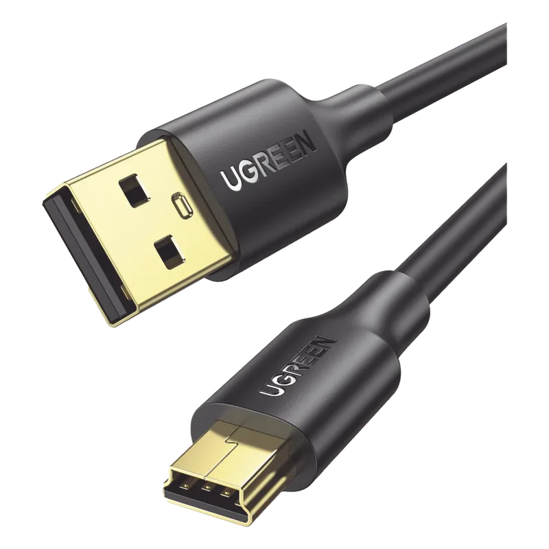 Cable USB-A 2.0 a Mini USB | 1m | Cable de Datos y Alimentación | 480Mps | Chip Inteligente | PVC | Para Discos Duros HDD o SSD, Go-Pro Hero, Mando de PS3, Cámaras Digitales, Reproductores MP3, MP4, etc. UGREEN 10355