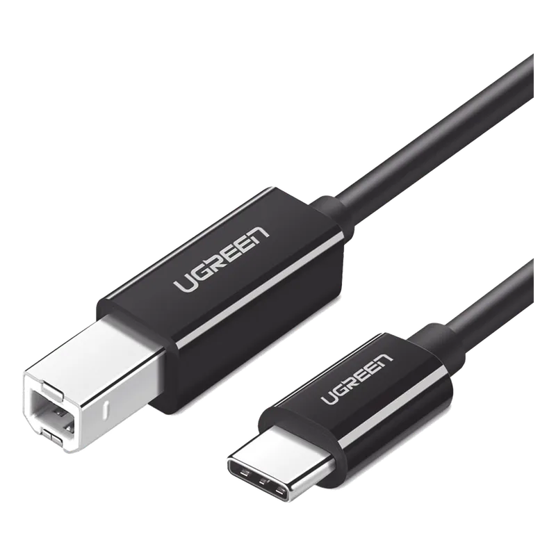 Cable de Impresora o escáner USB-C | 1m (6 pies) | USB Tipo C a USB 2.0 Tipo B | Soporta Thunderbolt 3 | Alta velocidad | DAC | Compatible con Brother HP, Canon, Lexmark, Epson, Dell, Xerox, Samsung, etc. UGREEN 50446
