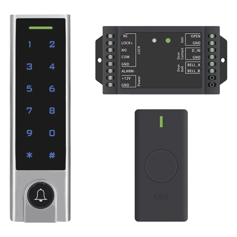 Mini Controlador de Acceso con Teclado Inalámbrico / Cuenta con Botón de Salida Inalámbrico / Soporta Tarjeta y Contraseña / Cuenta con Botón de Timbre ACCESSPRO ACCESSK8