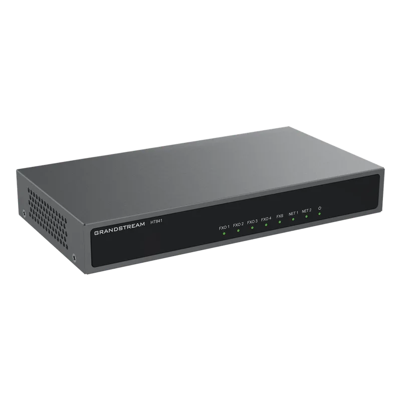 Gateway Analógico 4 FXO (Conectar Lineas Analógicas) / Puertos FXO y FXS / 3 Perfiles SIP / NAT / PoE / TR069 / Fax T.38 / 3 Vías Conferencia / AES / Failover SIP GRANDSTREAM HT-841