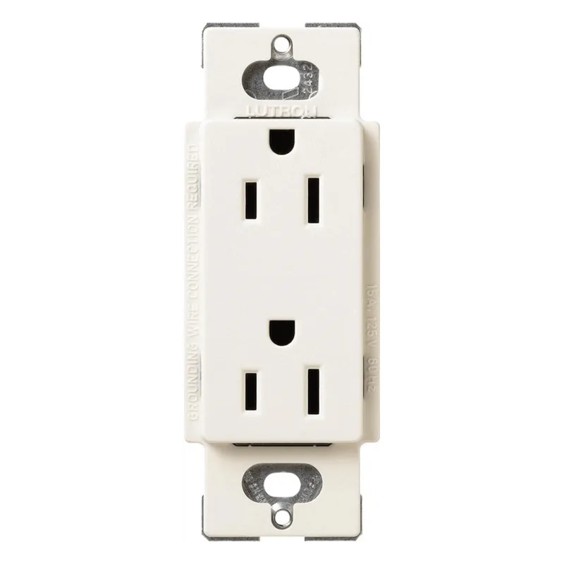 Contacto dúplex de pared 15 A con conexión a tierra, línea Satin Colors de Lutron, color Biscuit LUTRON ELECTRONICS SC3PSBIL