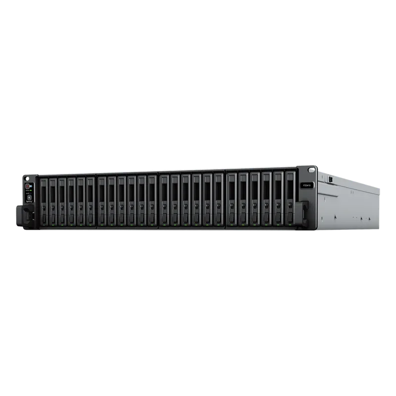 Servidor de Almacenamiento FlashStation FS3410 | 24 Bahías SSD SATA 2.5" | Intel Xeon D-1541 8 Núcleos | 16 GB RAM (Ampliable a 128 GB) | 356,500 IOPS Lectura | 129,400 IOPS Escritura | 4 Puertos 1GbE + 2 Puertos 10GbE SYNOLOGY
