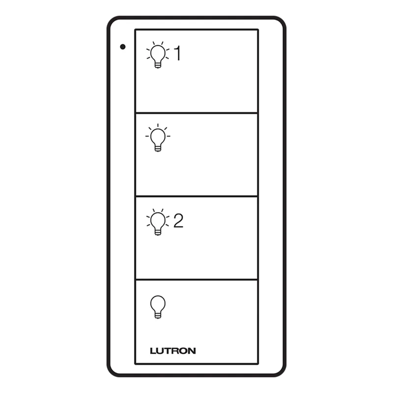 Control remoto inalámbrico Pico de 4 botones para 2 grupos de carga, sin cableado, multi-sistema Lutron LUTRON ELECTRONICS PJ24BTBIL21