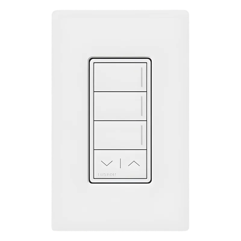 Botonera de pared Sunnata con 3 botones de escena y barra subir/bajar, retroiluminada, blanco, para RadioRA 3 LUTRON RADIORA 3 RRSTHN3RLWH