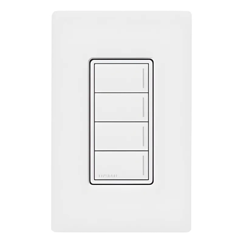 Botonera híbrida Sunnata de 4 botones, dimmer y teclado integrados en un solo dispositivo, para sistema RadioRA 3 LUTRON RADIORA 3 RRSTHN4BSW