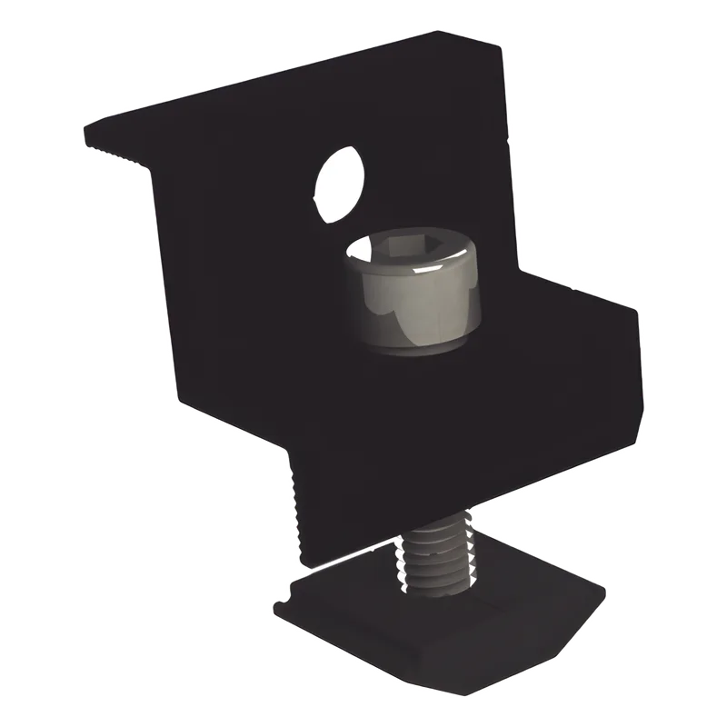 Sujetador final anodizado negro 30 mm y 35 mm para montaje de paneles solares en riel 5 y 8 EPCOM POWERLINE EPLECN230/35B