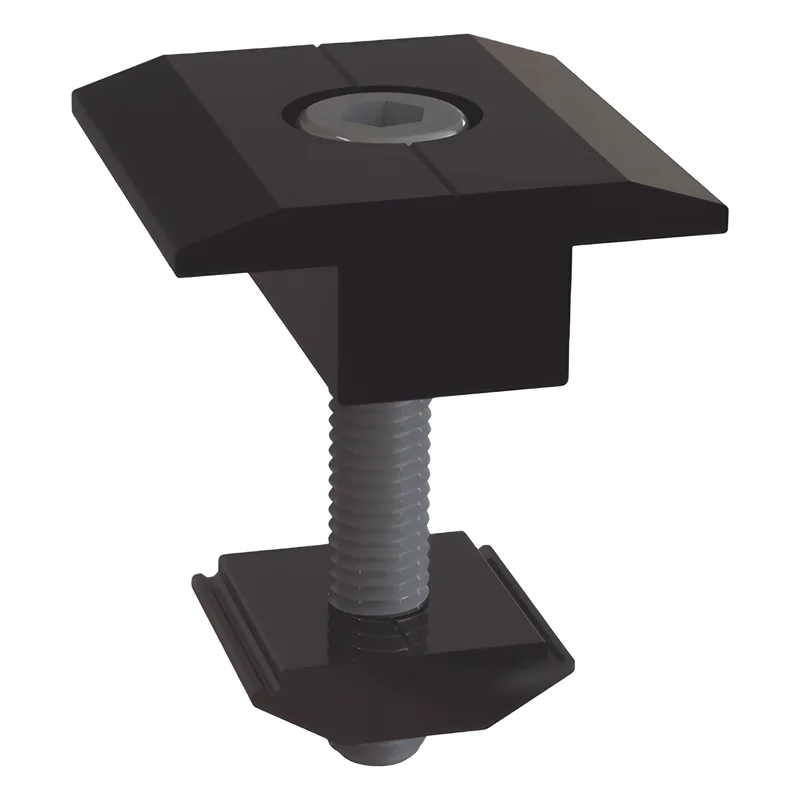 Sujetador Intermedio 30 mm para montaje de paneles solares en riel 5 Y 8 con anodizado negro EPCOM POWERLINE EPLMCN230B