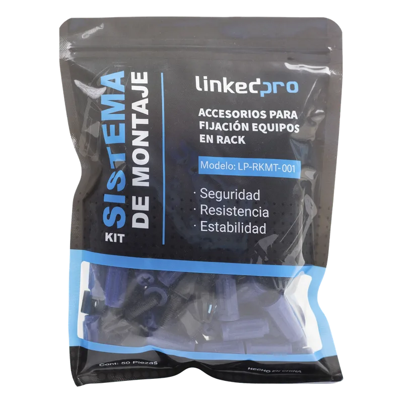 Kit de Montaje Rápido para Equipos en Rack / No más Tuercas Enjauladas / Soporta hasta 50 kg (50 Piezas) LINKEDPRO BY EPCOM LP-RKMT-001