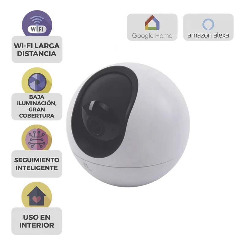 Mini PT IP 3K (5 Megapixel) / Wi-Fi / Detección Humana y Mascotas / Doble Banda 2.4- 5G / Seguimiento Inteligente / Audio de Dos Vías / Micro SD hasta 512GB / Uso Interior EZVIZ CS-H6