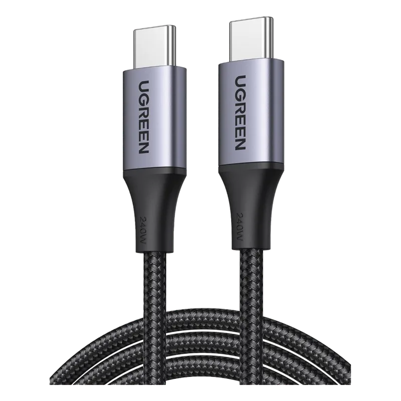 Cable USB-C a USB-C | 2 Metros | Potencia de Carga 240W | 48V/5A | PD3.1 /3.0 | 480 Mbps | Chip E-Market | Carcasa de Aluminio | Nylon Trenzado. UGREEN 90440