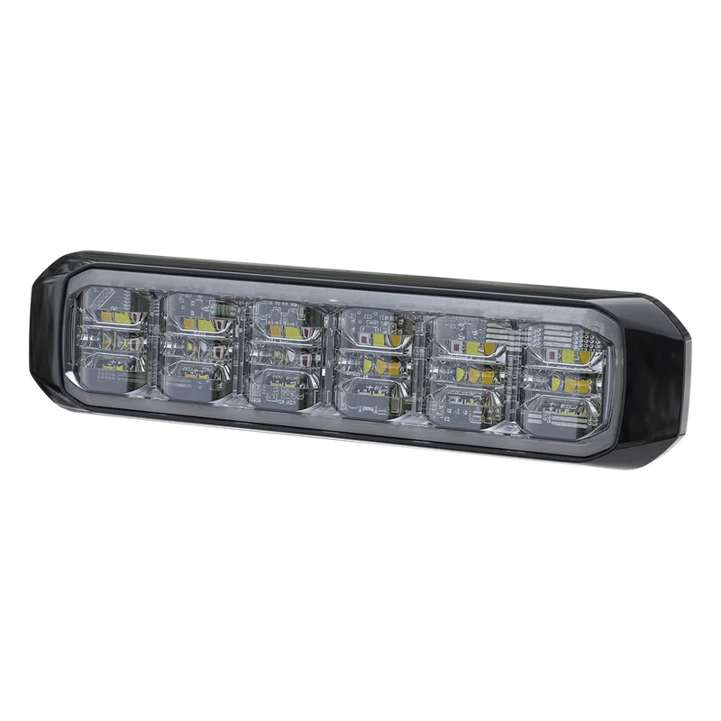 Luz Auxiliar de 18 LED, Tricolor, Rojo/Blanco/Ambar, Lente Transparente, Bisel Negro, SAE SIGNALPRO SP18RWA
