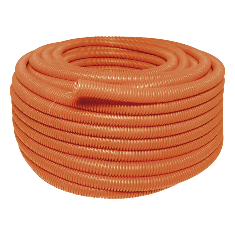 Manguera Poliducto Corrugado Flexible Naranja Reforzado de 1/2" x 100 m Para Instalaciones Eléctricas /Polietileno Alta Densidad HDPE/ Con guía /Resistente a Intemperie. SURTEK SYS-136852