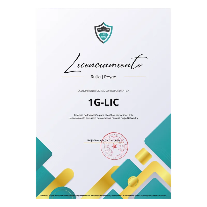 Licencia Perpetua para aumentar en 1Gb el análisis de trafico, Firewall modelo Z3200-S RUIJIE RG-WALL1600-Z3200-S-1G-LIC