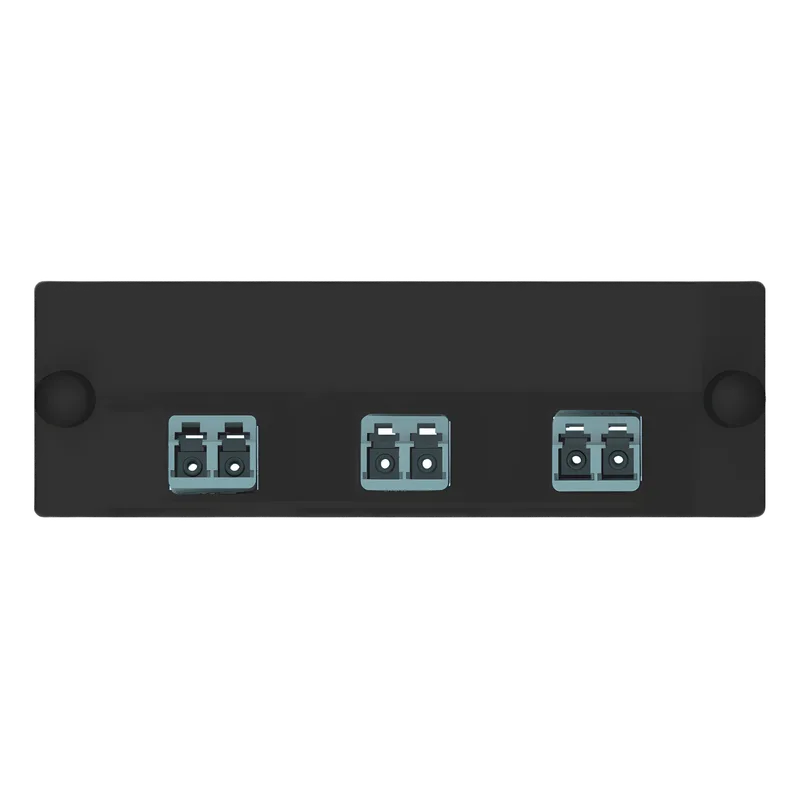 Placa Acopladora de Fibra Optica FAP, Con 3 Conectores LC Duplex (6 Fibras), Para Fibra Multimodo OM3/OM4, Color Aqua PANDUIT FAP3WAQDLCZ