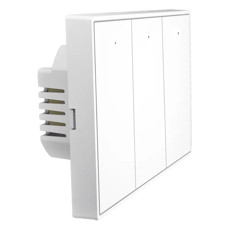 Interruptor On/Off panel táctil touch inalámbrico ZigBee Plus 3 botones. Compatible Control Akubela SMSW1023Z
