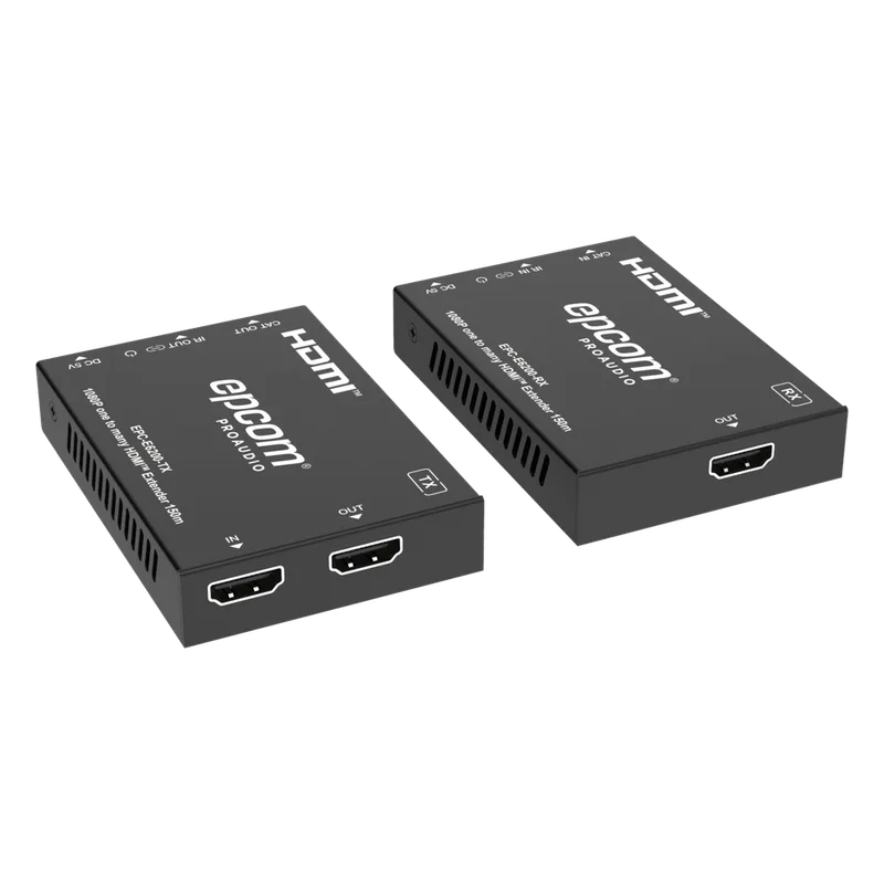 Extensor HDMI™ Sobre IP | Codificador Y Decodificador | 150m Por Cable CAT6 | Compatible Con Red Gigabit | Video Full HD | Compresión EZCast | Control IR Unidireccional EPCOM PROAUDIO EPC-E6200