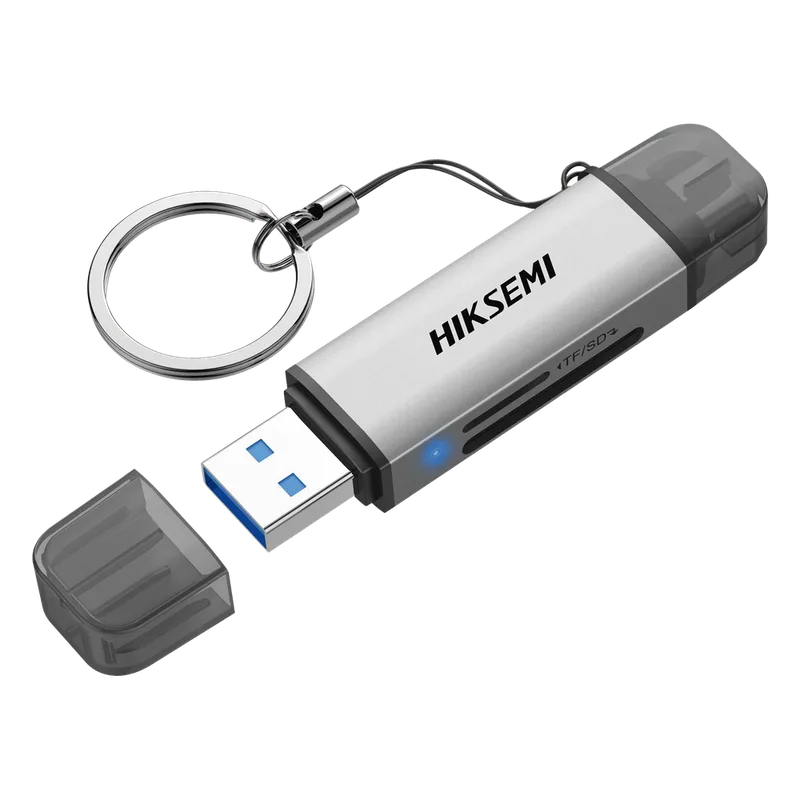 Lector de Tarjetas 2 en 1 / Conector Dual USB-A y USB-C / Soporta SD y Micro SD / 5 Gbps / Aleación de Aluminio HIKSEMI by HIKVISION HS-HUB-CR01