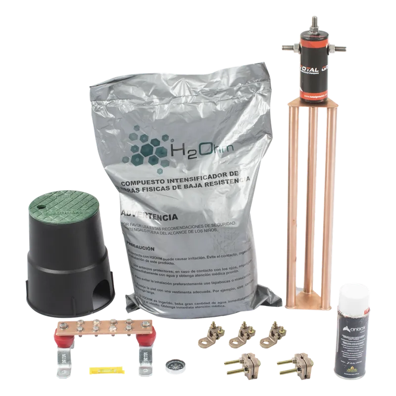 Kit de tierra física modelo TG45AB con Electrodo Magnetoactivo, capacidad: 45 AMP TOTAL GROUND KIT-MASTER-45AB-V2